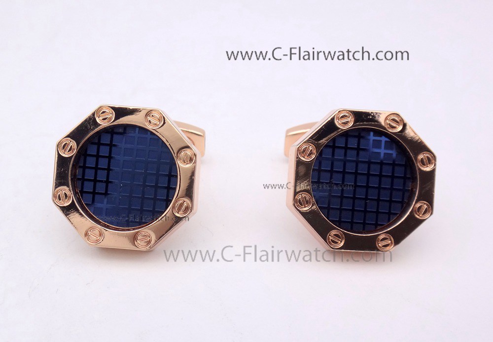 Audemars Piguet Rose Gold Blue Cufflink / Best Copy AP Cufflinks